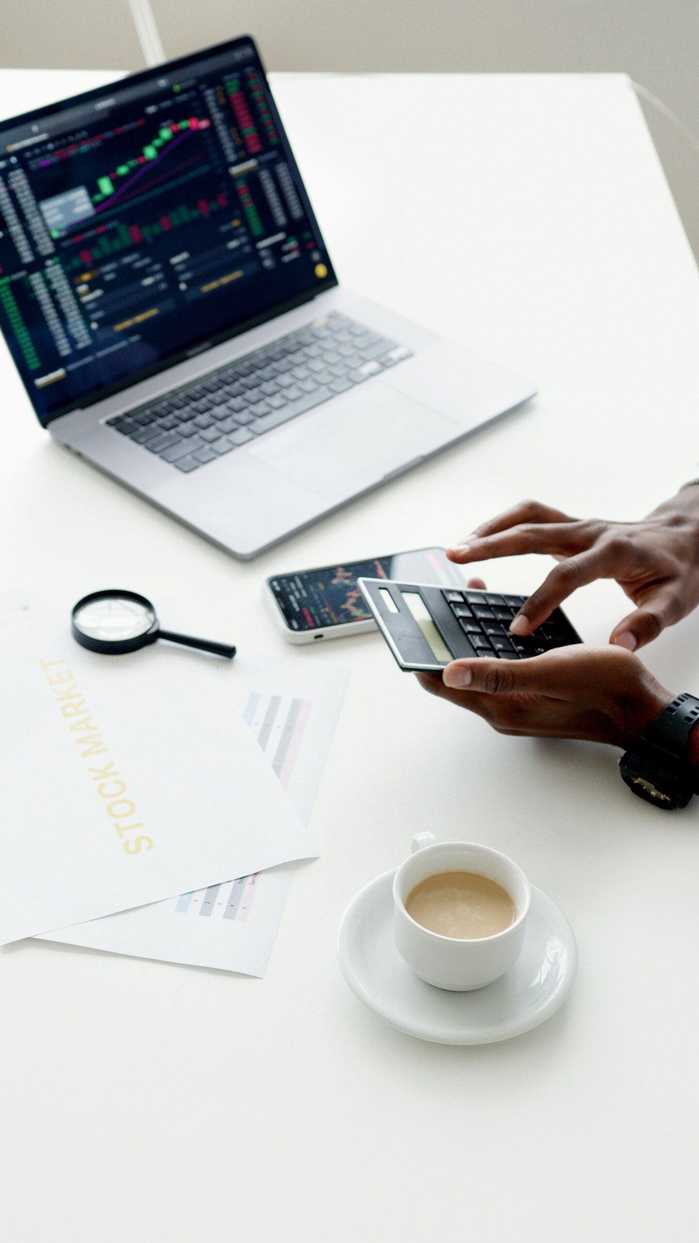 Calculator and paperwork used to work out loan repayments
